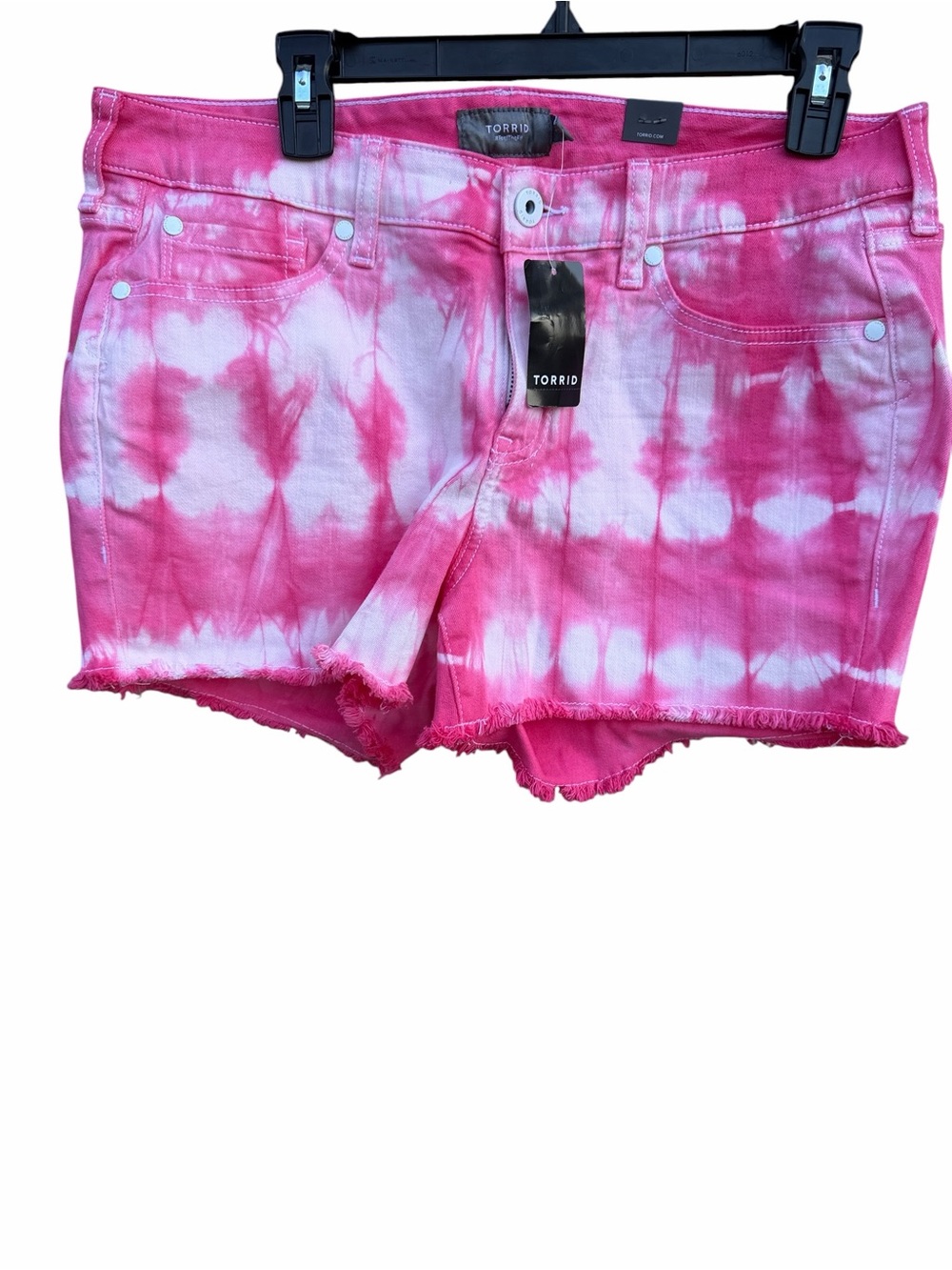 Torrid Pink & White Tie-Dye Denim Shorts size 12 NEW